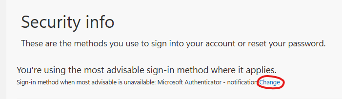 Select the Change Option
